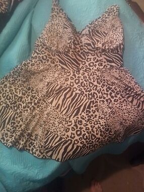Animal Print Swimsuit with Sweetheart Neckline